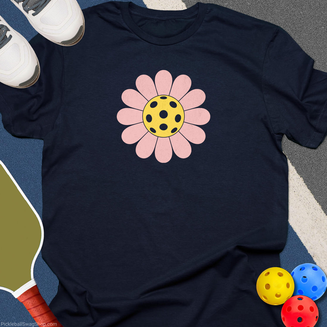 Pickleball Flower Graphic T-Shirt